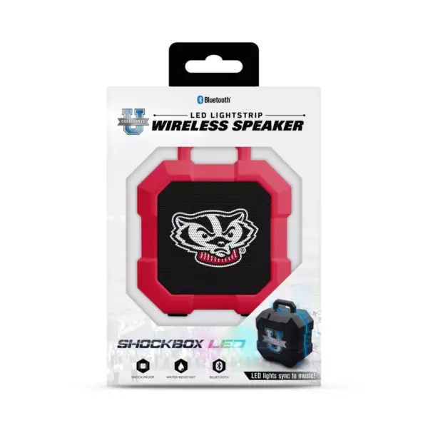 NCAA Wisconsin Badgers LED Shock Box Bluetooth Speaker