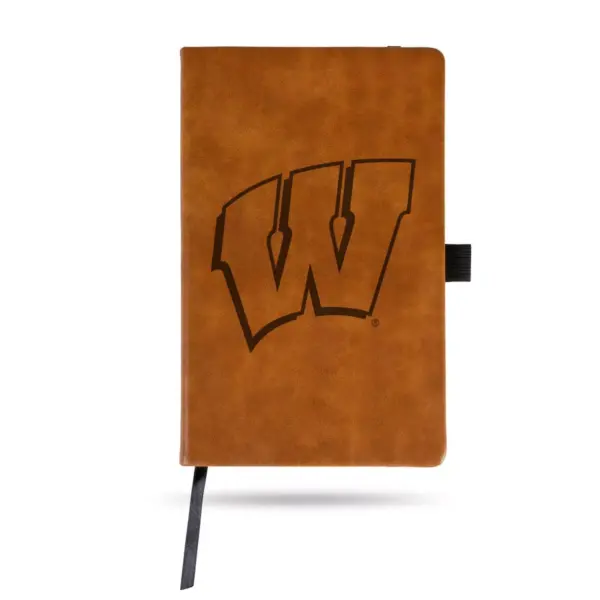 NCAA Wisconsin Badgers Laser Engraved Brown Leather Padfolio