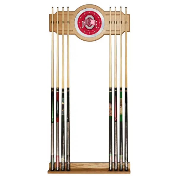 NCAA Ohio State Buckeyes Wood & Mirror Wall Cue Rack 2pc