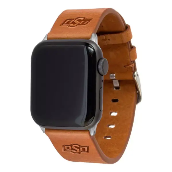 NCAA Oklahoma State Cowboys Apple Watch Compatible Leather Band 42/44mm - Tan